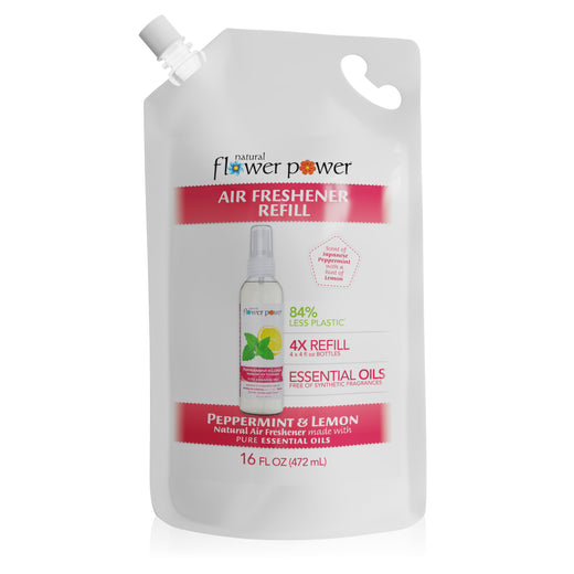 Peppermint & Lemon Air Freshener refill pouch — 16 fl oz front view showing label.