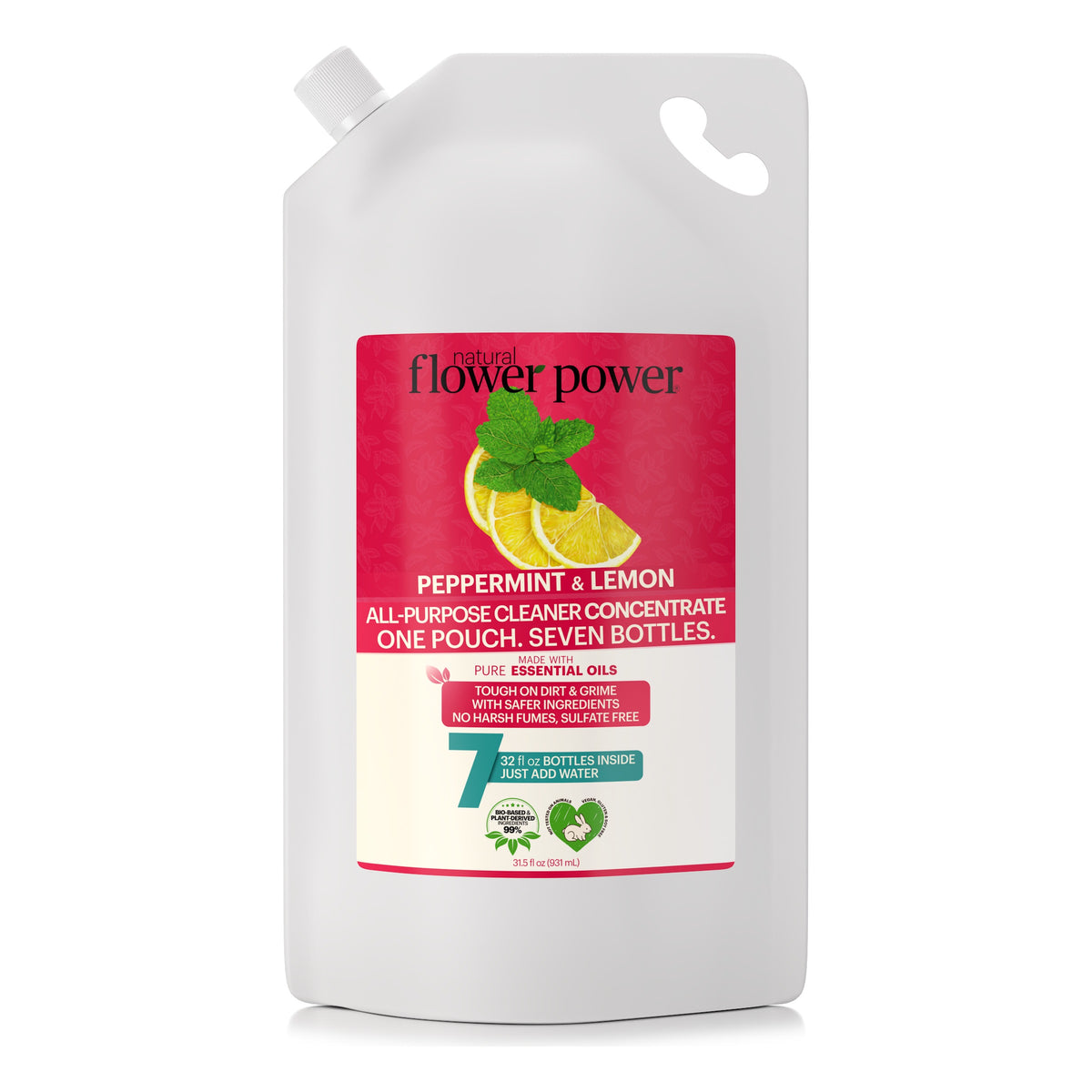 Peppermint & Lemon All-Purpose Cleaner 7X Refill | Natural Flower Power